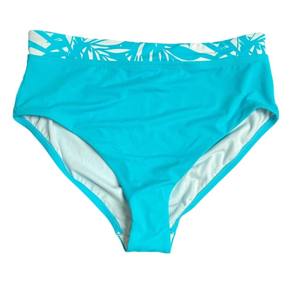 Swimsuits For‎ All Blue Bikini Bottoms with Tropical Pattern NWT
